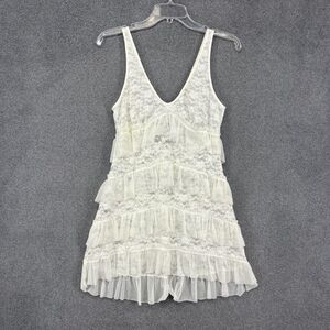 In Bloom by Jonquil Dress Womes Small Y2K White Lace Ruffle Sheer Tank Nightgown